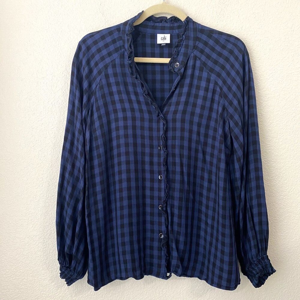 Cabi Shirt Womens Medium Buffalo Checks Blue Black 3961